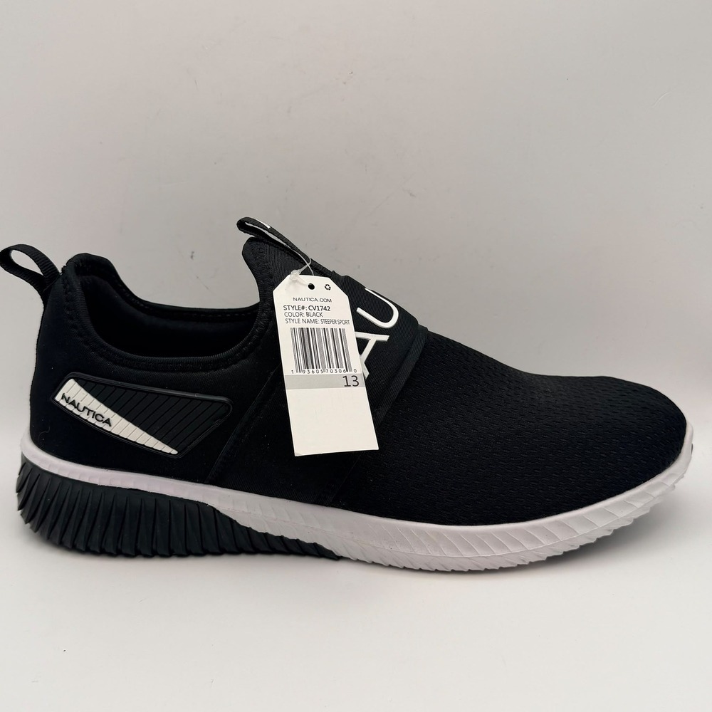 Nautica Steeper Sport Sneakers Mens Size 13 Black Mesh Slip On Athletic Shoes